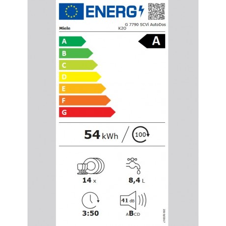Miele G7790 SCVi A OS230 K2O AutoDos Εντοιχιζόμενο Πλυντήριο Πιάτων για 14 Σερβίτσια 60cm
